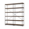 Trey IV 80L x 16W x 87.5H  Medium Brown Wood and Iron Five Tray Shelf Shelving Unit, Shelving & Bookcase by Mercana, 80" length x 16" width x 87.5" height thumbnail 1