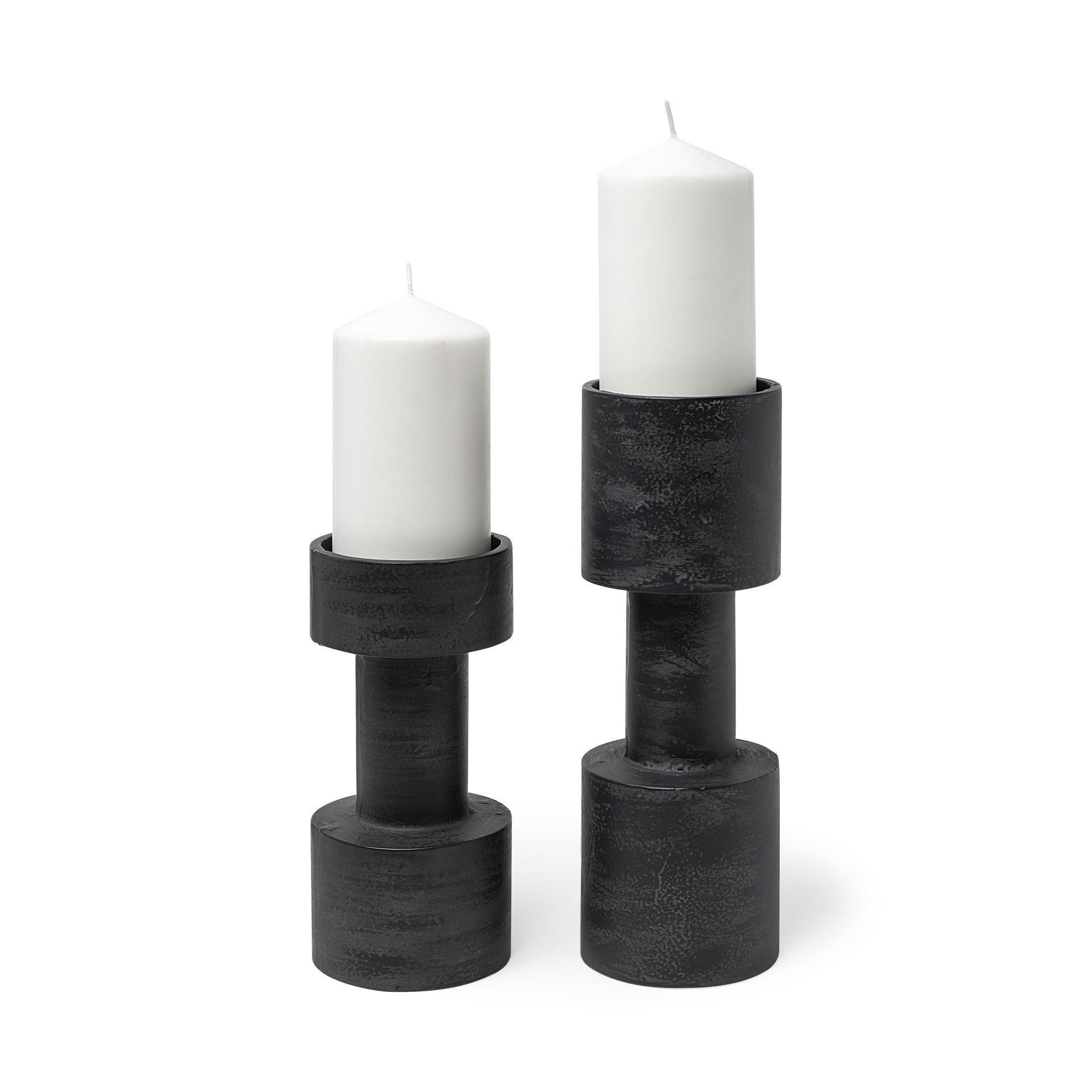 Bolton I  Black Metal Table Candle Holders, Candles & Candle Holder by Mercana, 3.94" length x 3.94" width x 10.63" height View 5