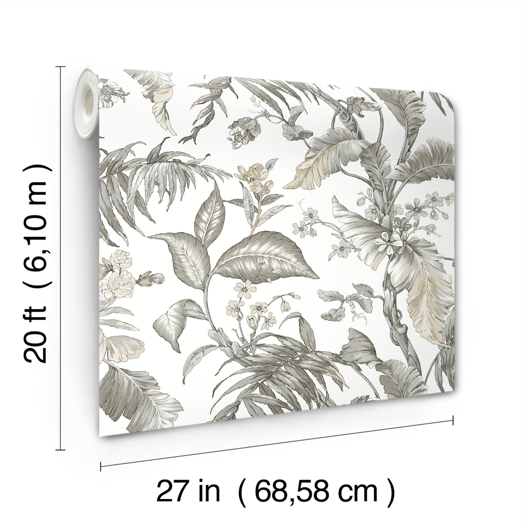 Fiji Garden White Peel & Stick Wallpaper large image 