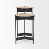Wade Travertine Marble with Matte Black Metal End Tables, Side & End Table by Mercana, 26" length x 14" width x 24" height thumbnail 5