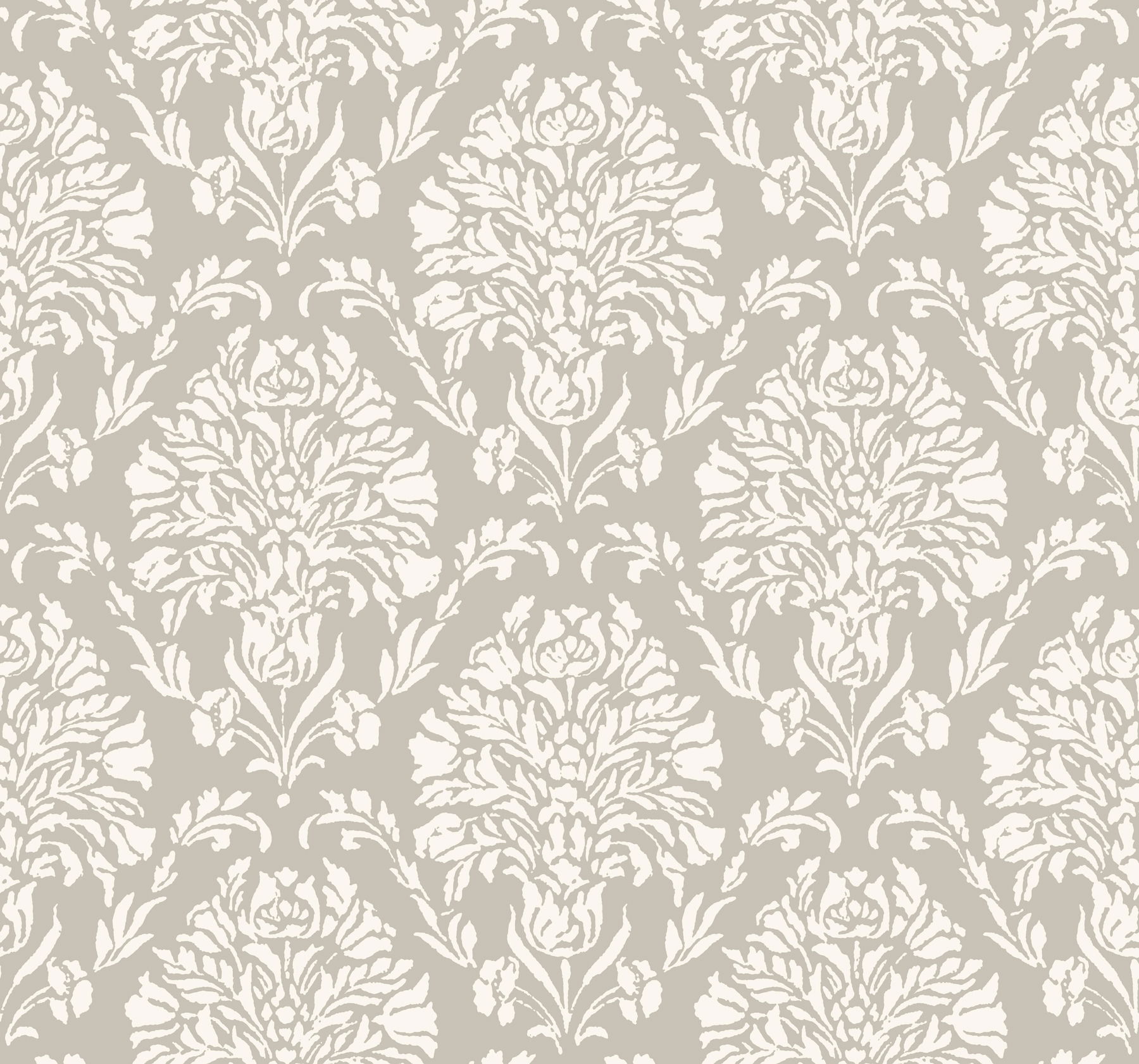 Block Print Damask Grey Wallpaper large image 