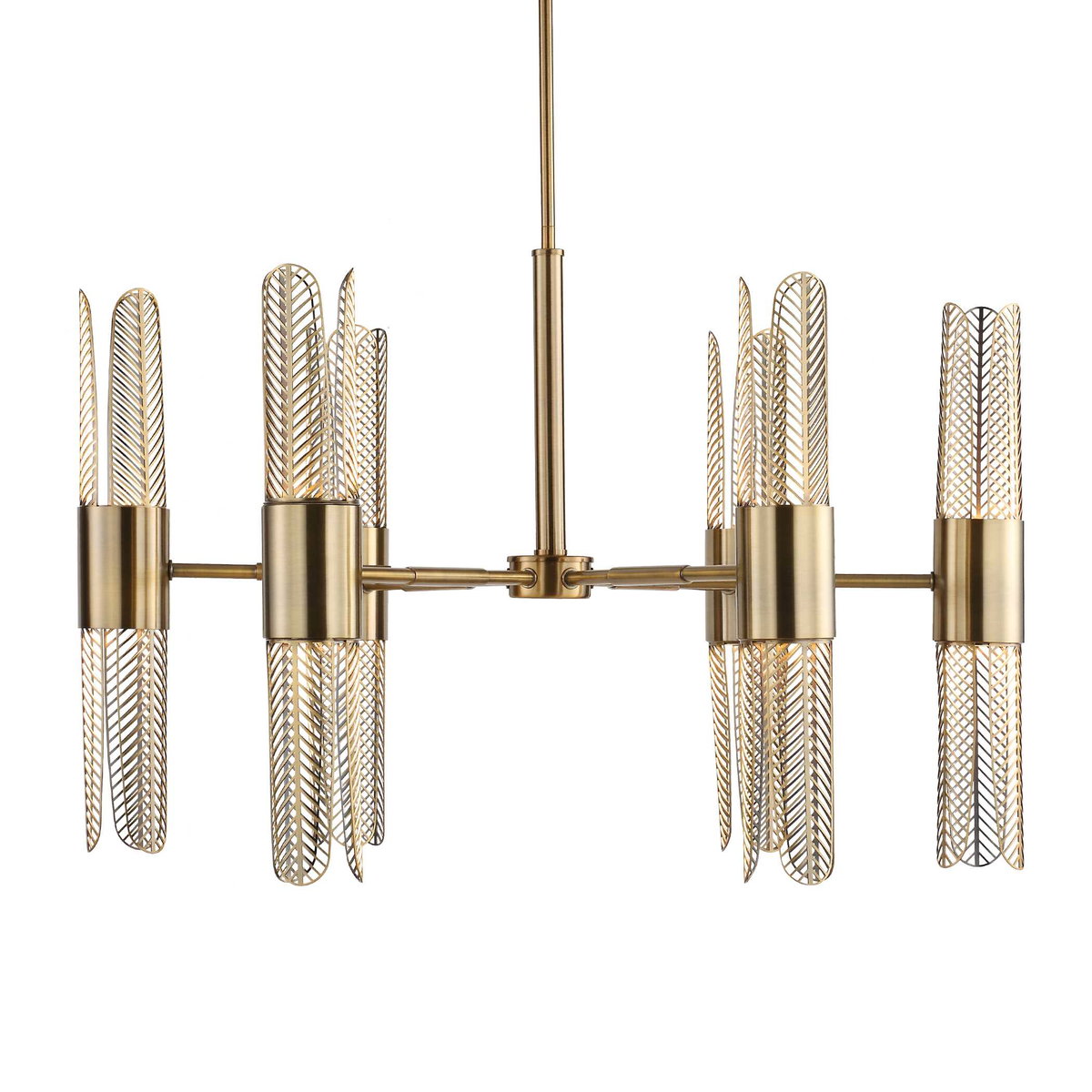 Cret 12 Light Brass Chandelier, Ceiling Light by Uttermost, 31" width x 20.62" height x 31" diameter x 31" depth View 1