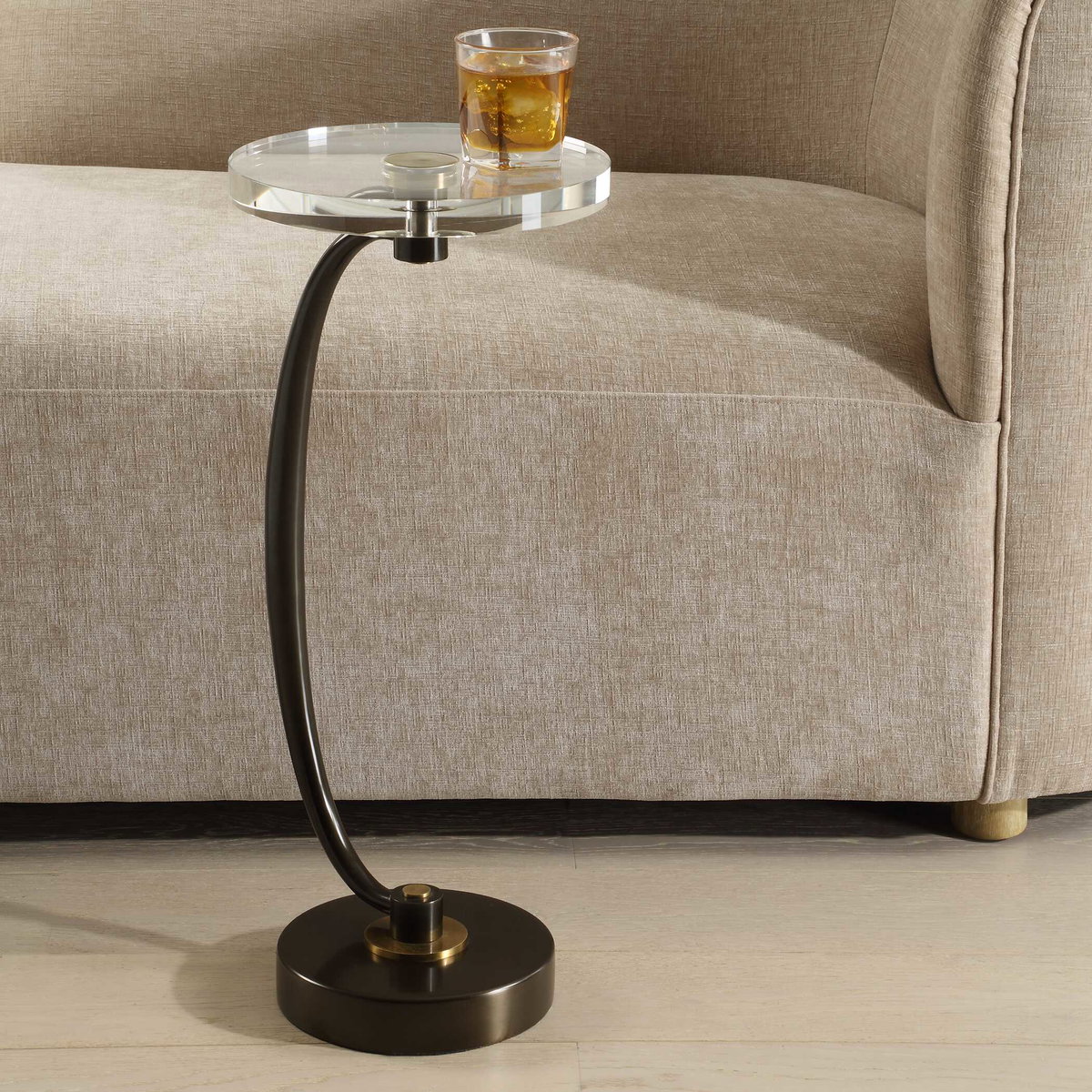 Waveney Bronze Drink Table, Side & End Table by Uttermost, 11.5" width x 24" height x 11.5" depth View 4
