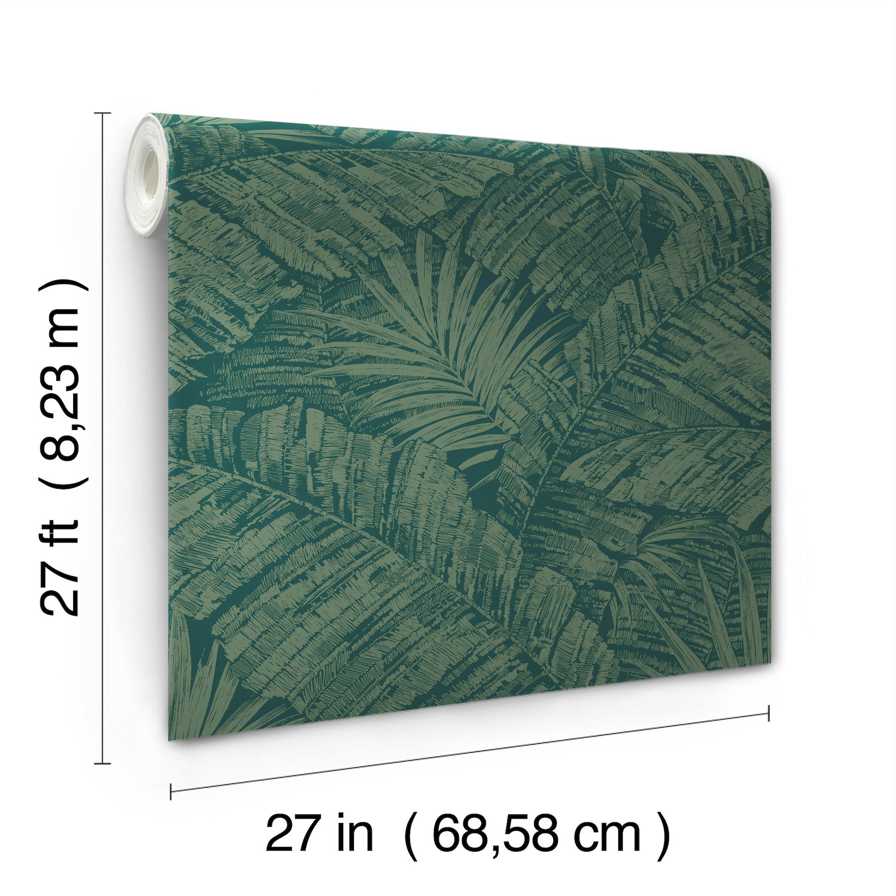 Palm Cove Toile Emerald Forest Wallpaper large image 