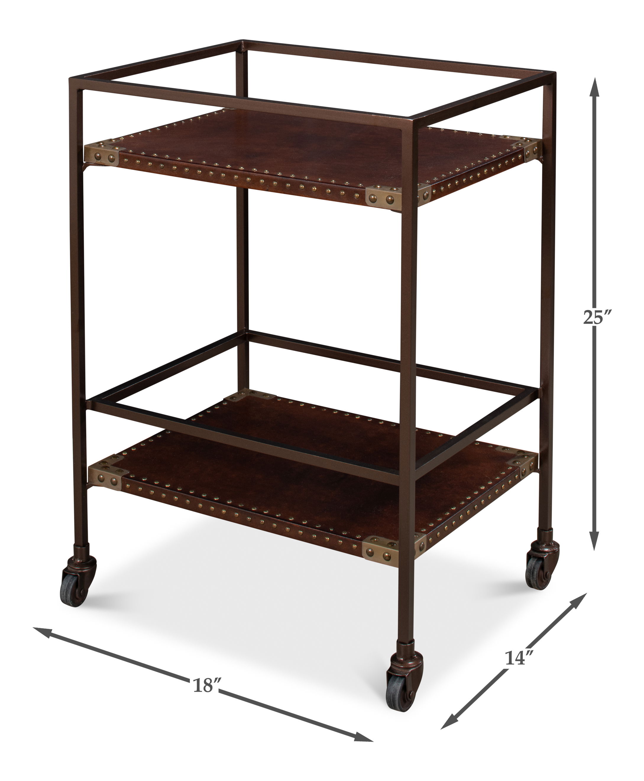 Trolley Side Table, Wine & Liquor Accessorie by Sarreid, 18" length x 14" width x 25" height View 9