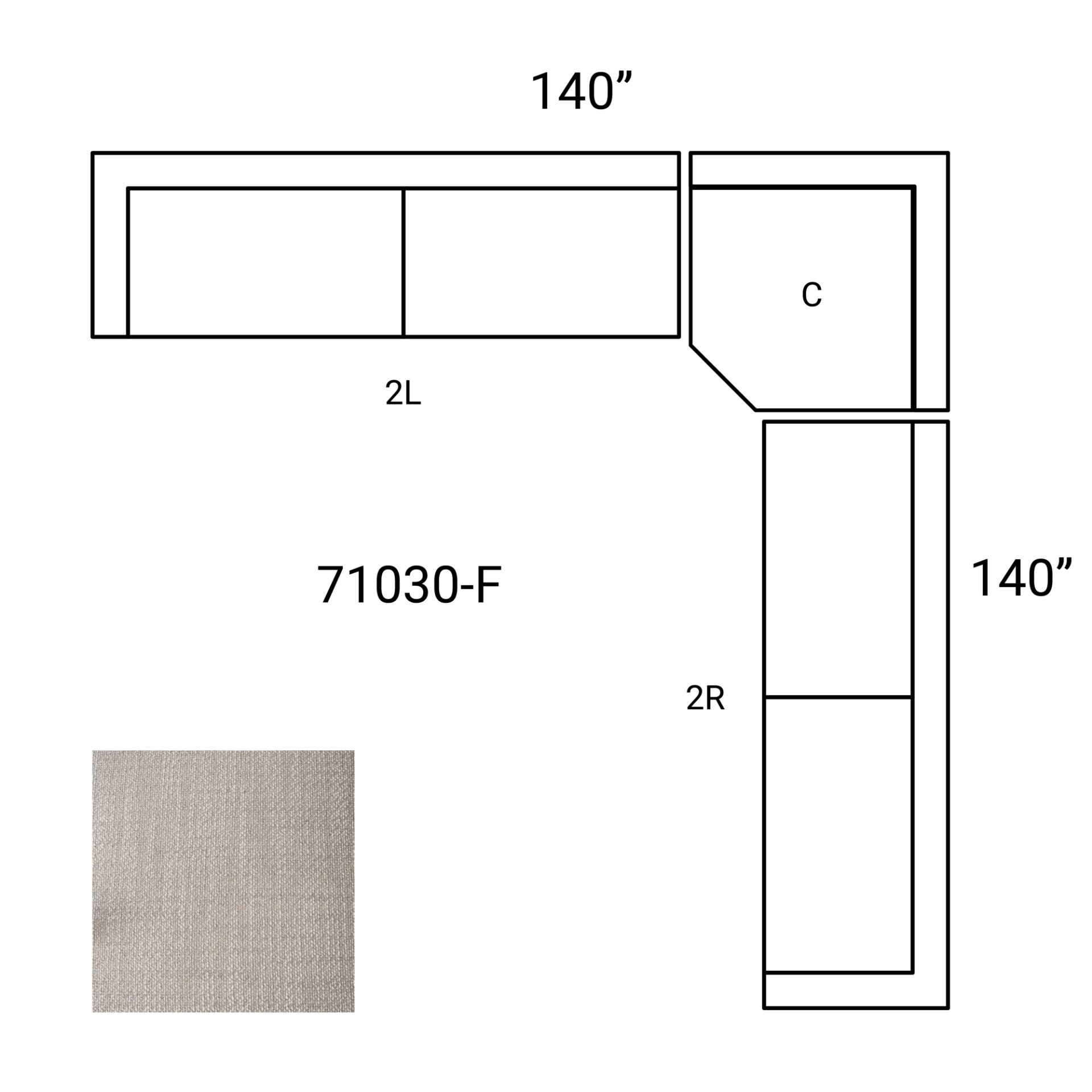 Warner Gray 3 Piece Sofa Set with Corner Piece, Sectional Sofa by Mercana, 140" length x 140" width x 32.68" height View 2