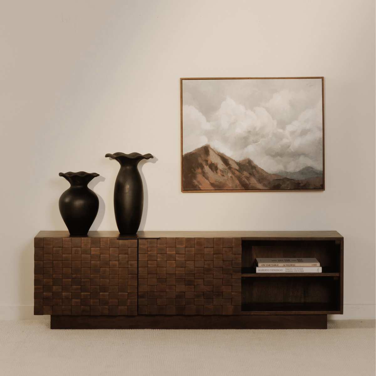 Easton Media Cabinet Brown, Media Console by Moe's Home, 60" width x 18" height x 14" depth View 12
