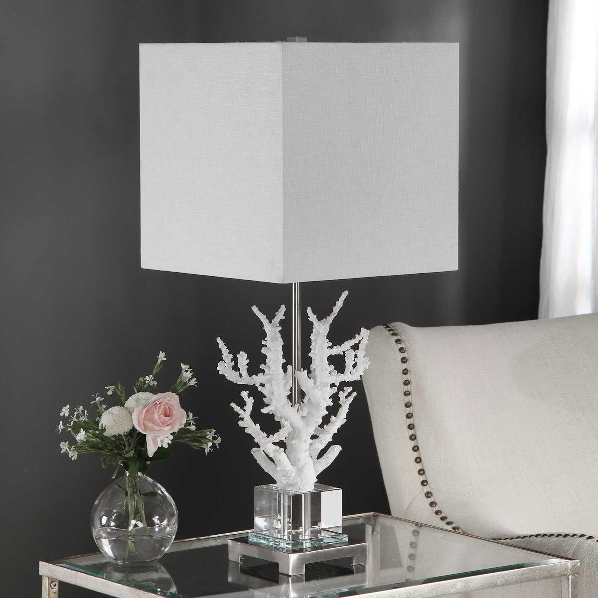 Corallo White Coral Table Lamp, by Uttermost, 1'0.5" width x 2'5" height x 1'0.5" depth View 4