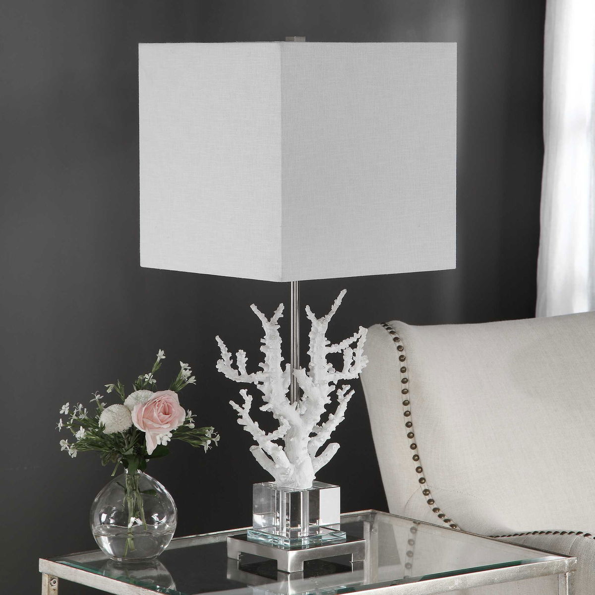 Corallo White Coral Table Lamp, by Uttermost, 12.5" width x 29" height x 12.5" depth View 4