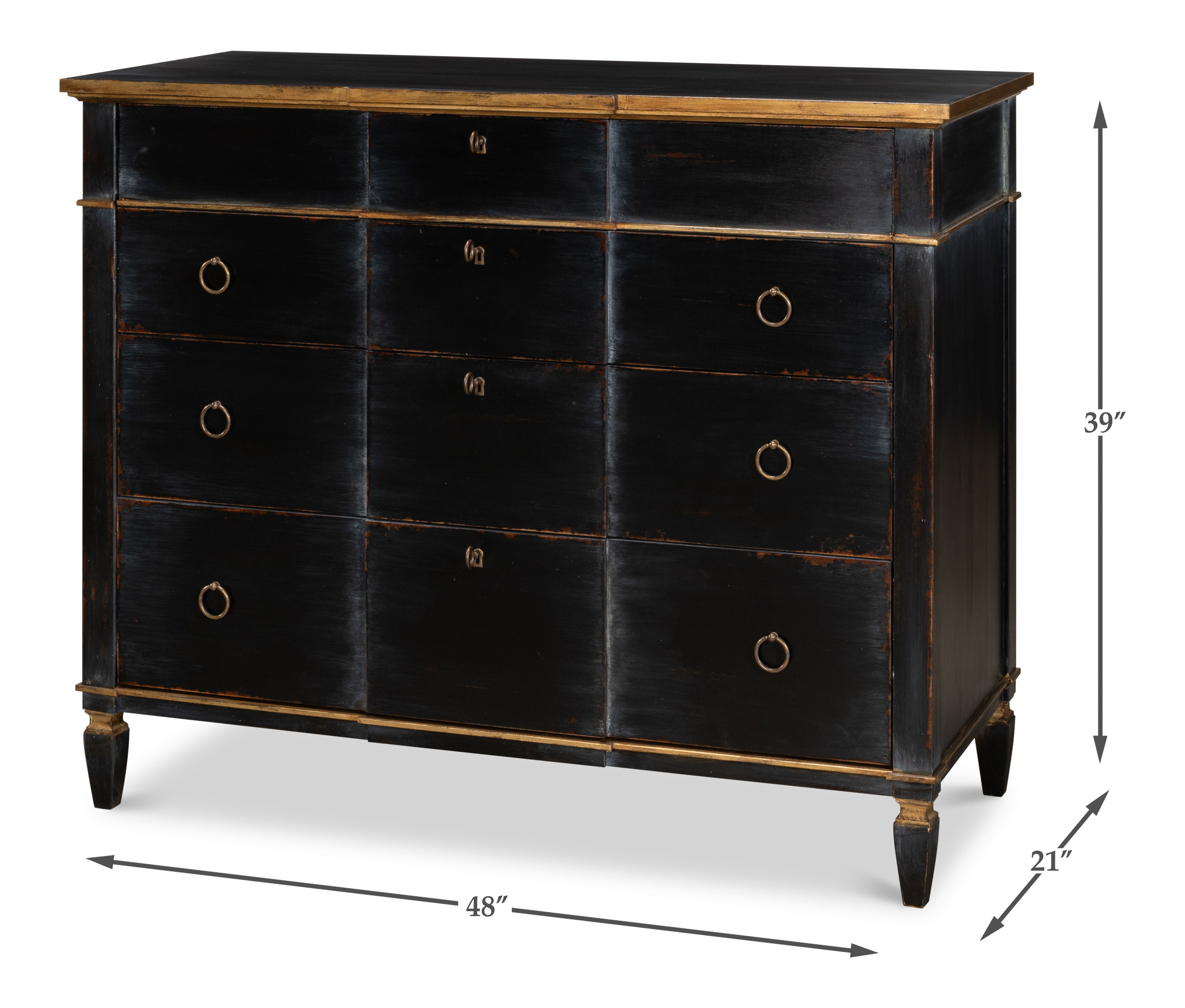 Azzalene Single Dresser  Black W/Gold large image 