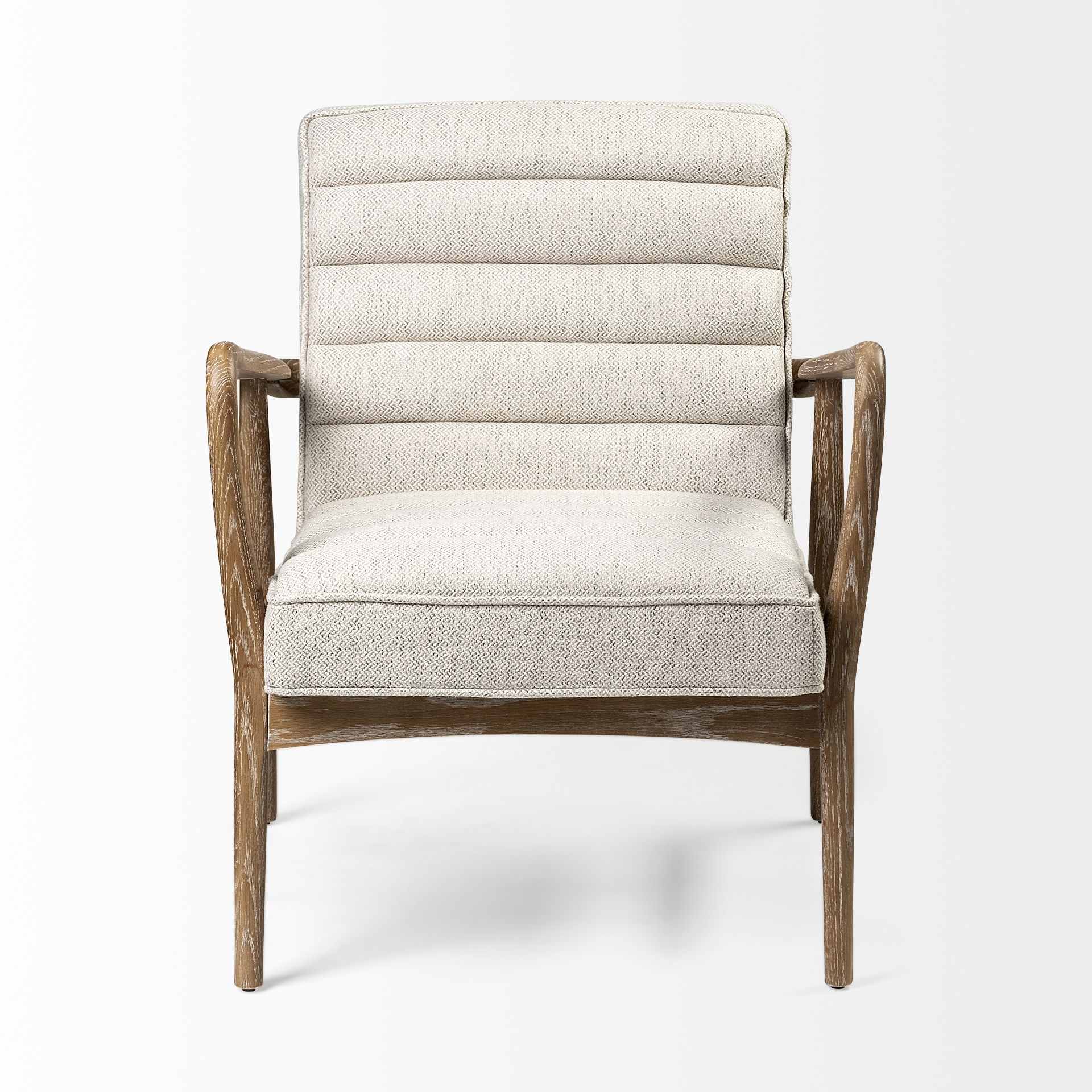 Ajax II Cream Fabric with Brown Wooden Frame Accent Chair, by Mercana, 27" length x 28" width x 30.5" height View 5