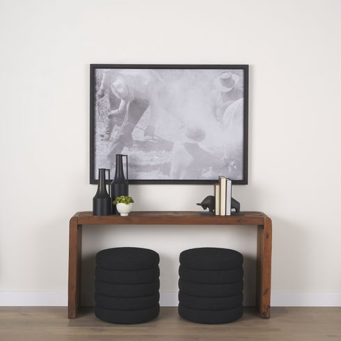 Elise Black Boucle Upholstered Storage Ottoman