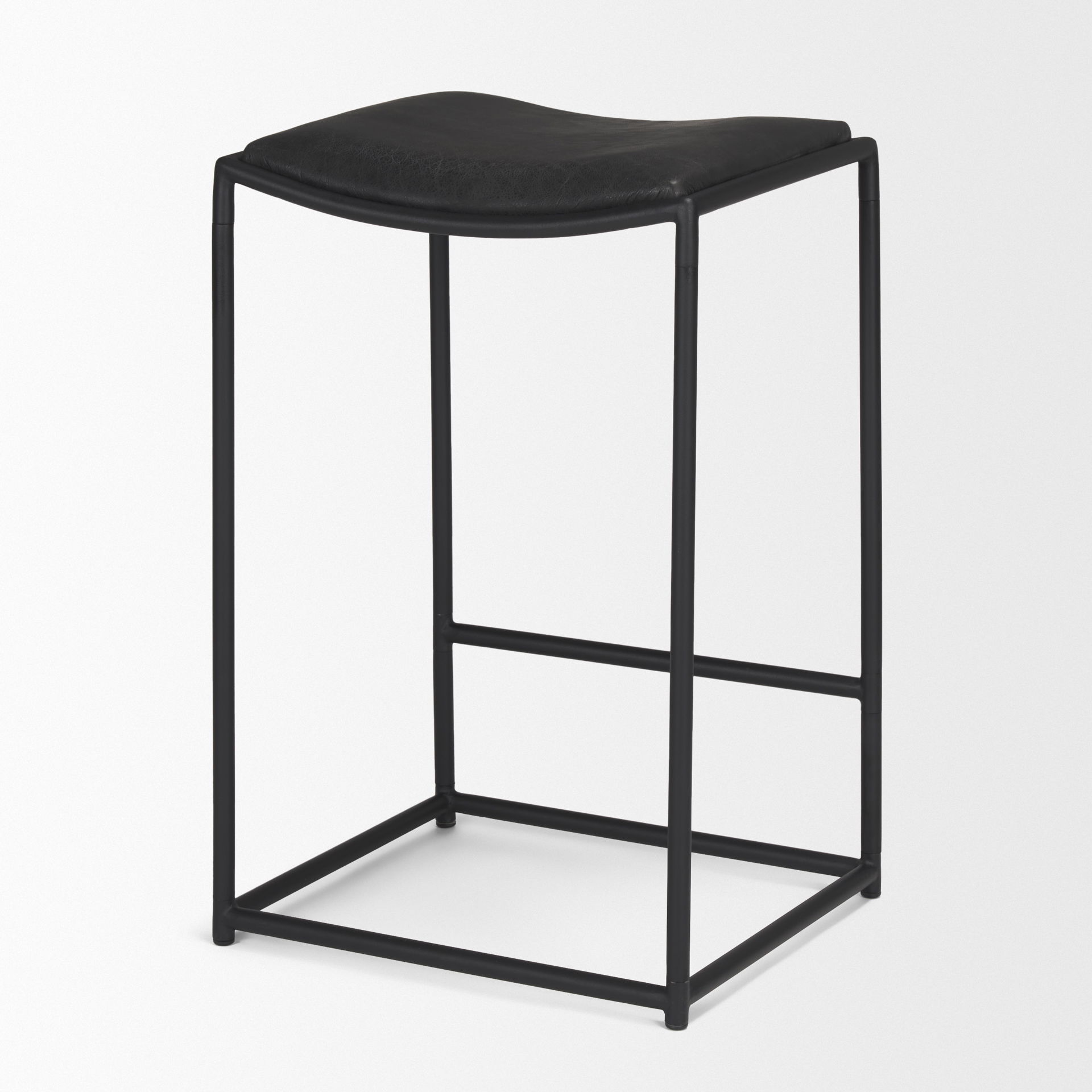 Taniel Black Leather with Black Metal Counter Stool large image 