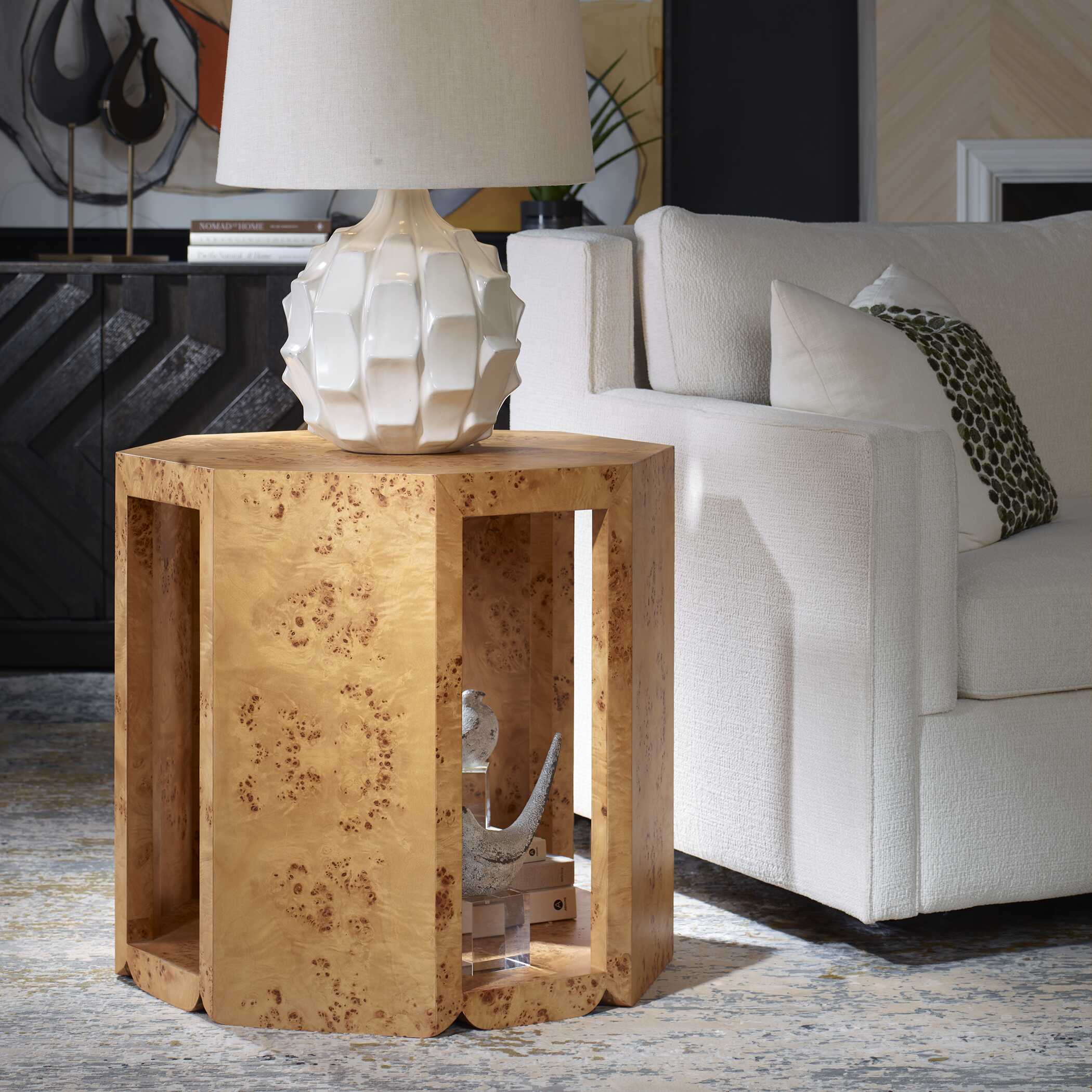Indus Burl Side Table, Furniture by Uttermost, 26" width x 26" height x 26" depth View 4