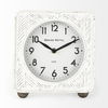 Karl  Rustic White Iron Rounded Square Table Clock thumbnail 3