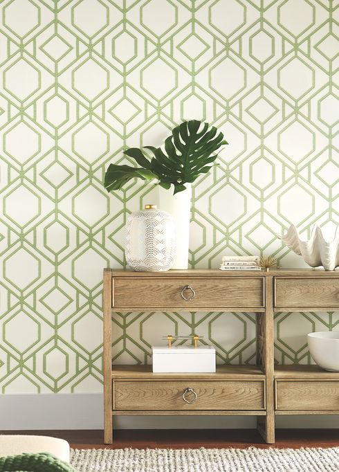 Sawgrass Trellis Green Wallpaper