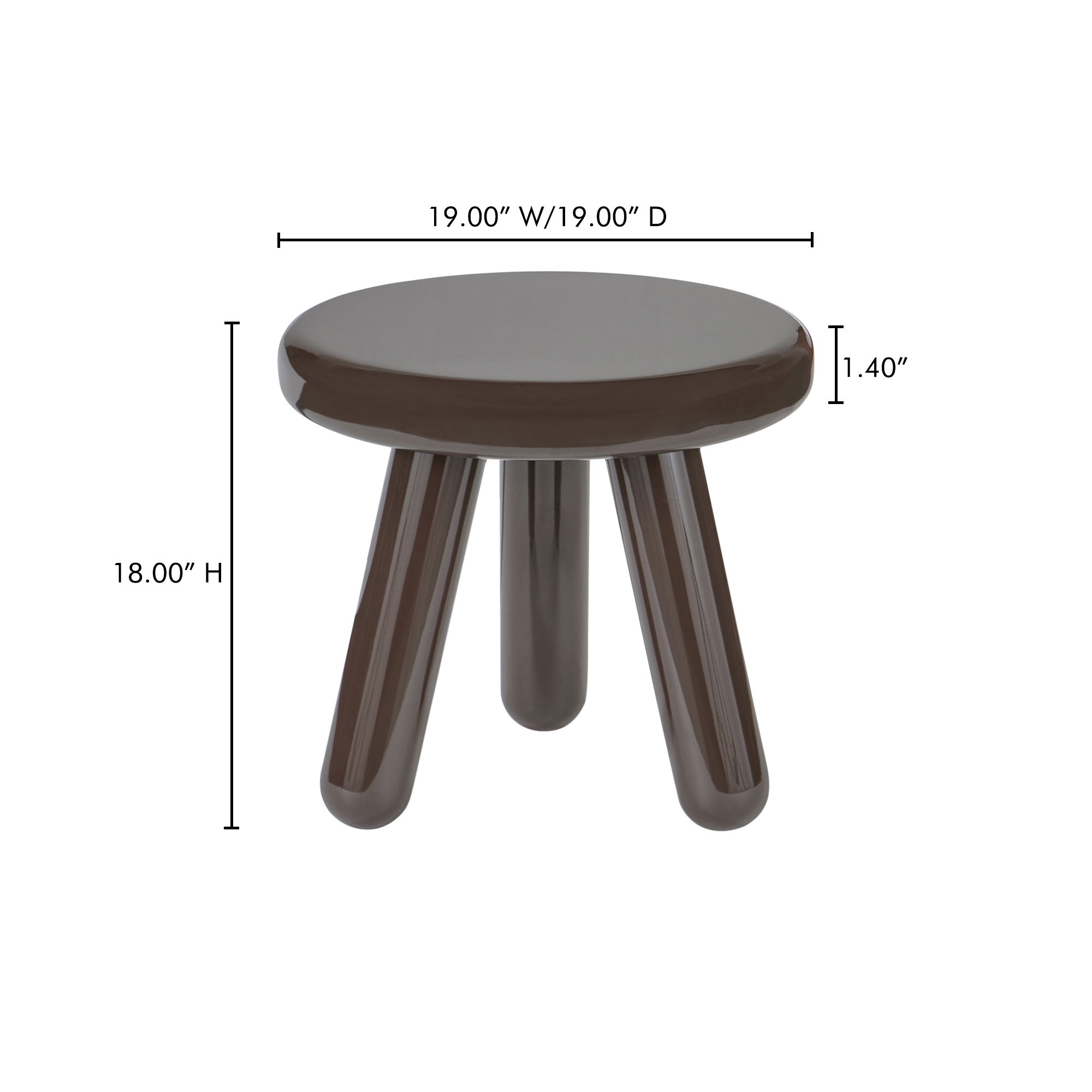 Joy Accent Table Dark Brown Lacquer, Side & End Table by Moe's Home, 19" width x 18" height x 19" depth View 8