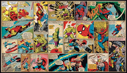 Marvel Comic Panel XL Chair Rail Wall Mural