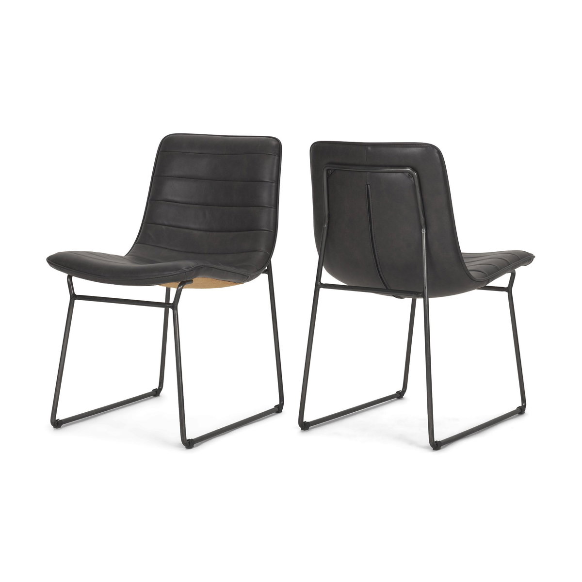 Thornton Solid Back Dining Side Chair | Faux Leather with Iron, Dining Chair by Mercana, 17.72" length x 24.8" width x 31.5" height View 4