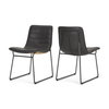 Thornton Solid Back Dining Side Chair | Faux Leather with Iron, Dining Chair by Mercana, 17.72" length x 24.8" width x 31.5" height thumbnail 4