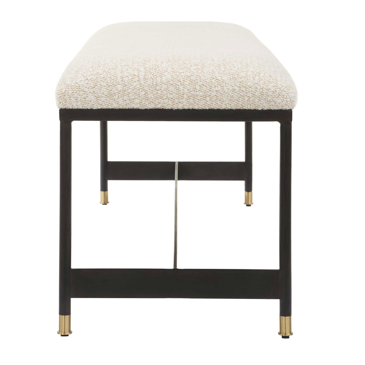 Halston Upholstered White Bench, Benche by Uttermost, 54" width x 19" height x 16" depth View 6