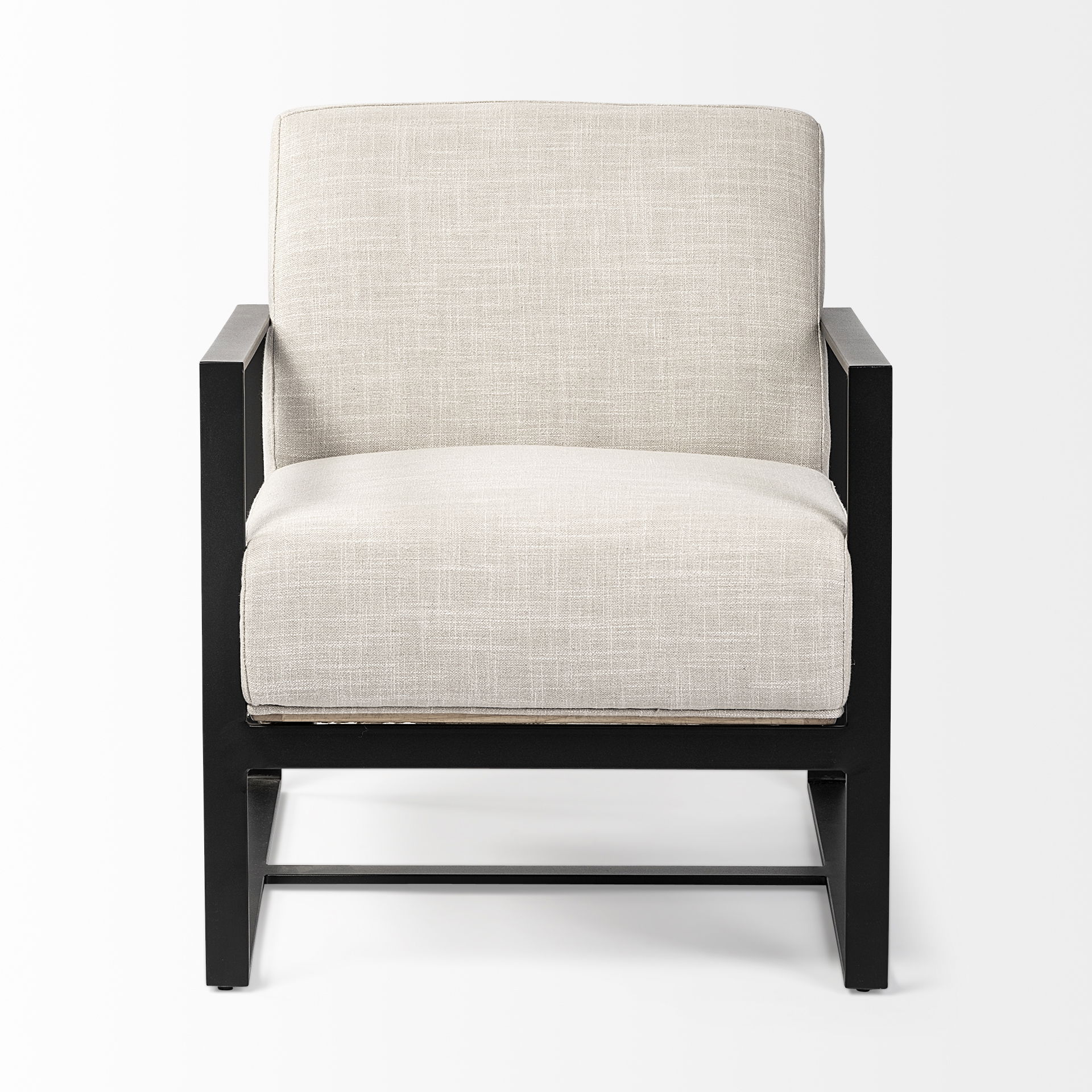 Stamford Light Beige Upholstered Seat with Wood Back, Metal Frame Accent Chair large image 