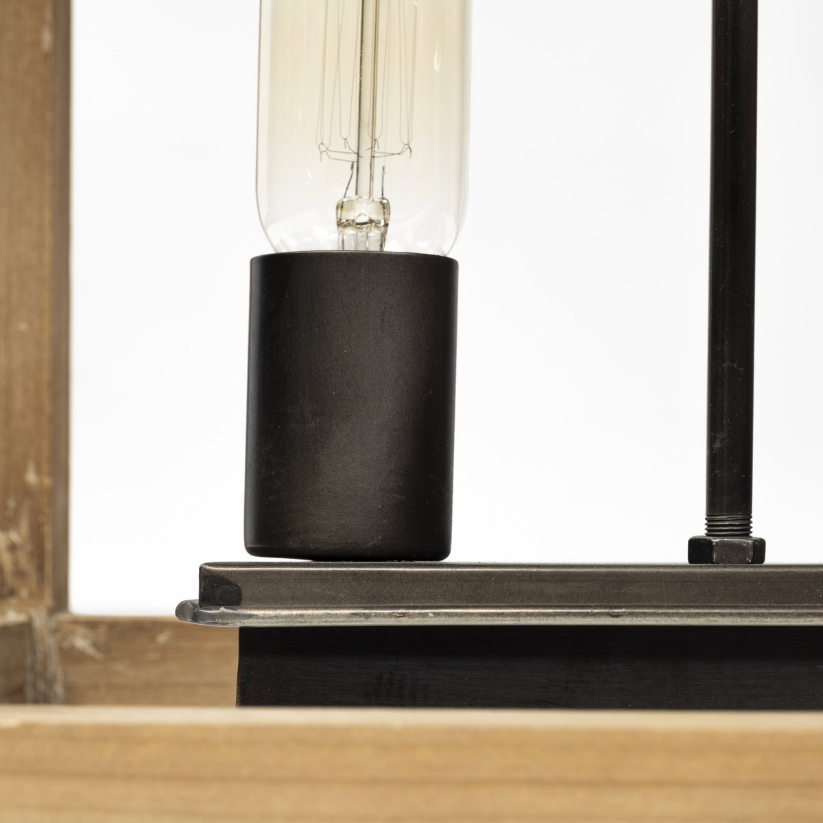 Josie (42'x14.5'x20') Natural Wood Chassis Six Light Chandelier, by Mercana, 42" length x 14.5" width x 20" height View 8