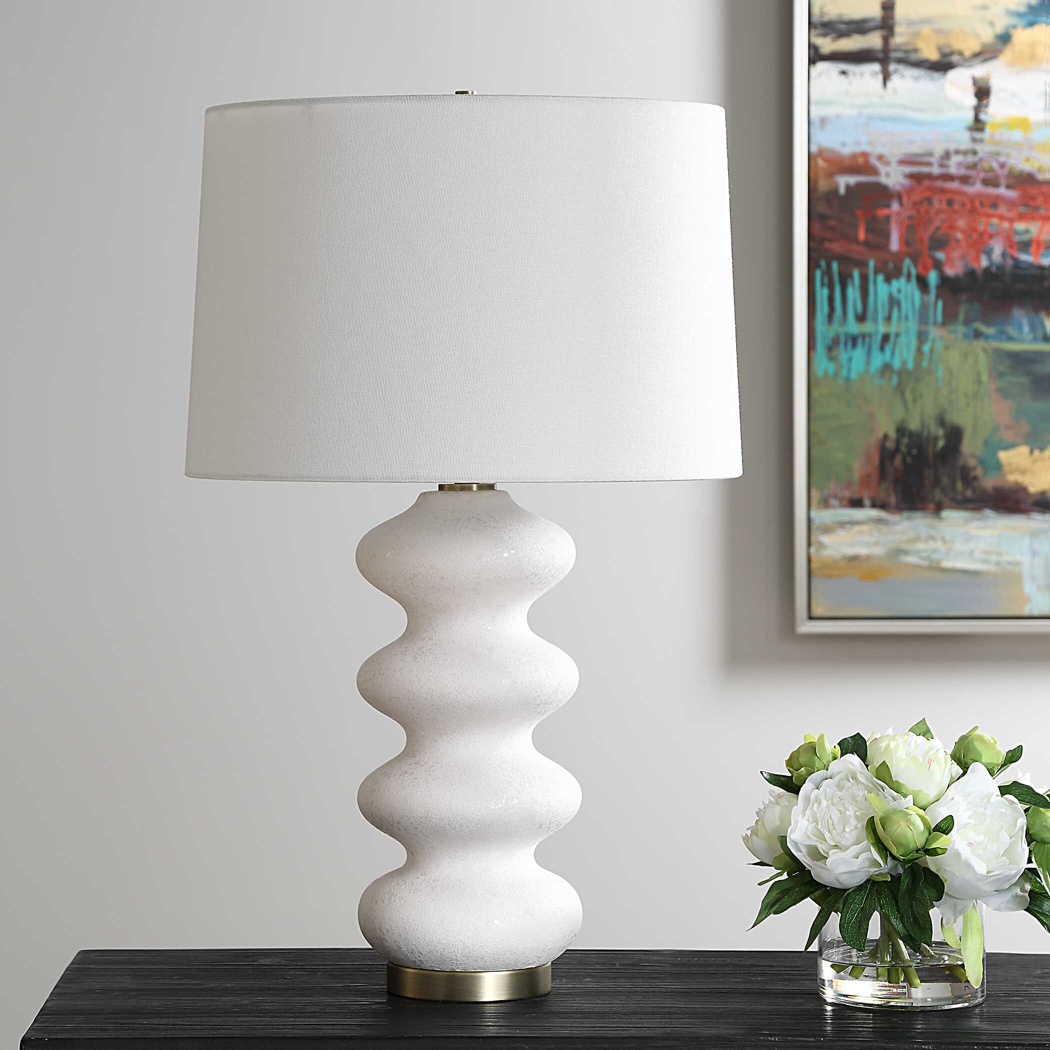 Liora White Table Lamp, by Uttermost, 16" width x 26.25" height x 16" depth View 4