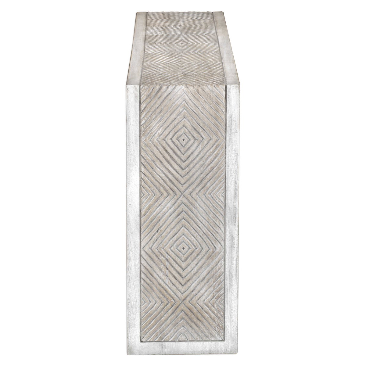 Genara Bone White Carved Console Table, by Uttermost, 48" width x 30" height x 12" depth View 6