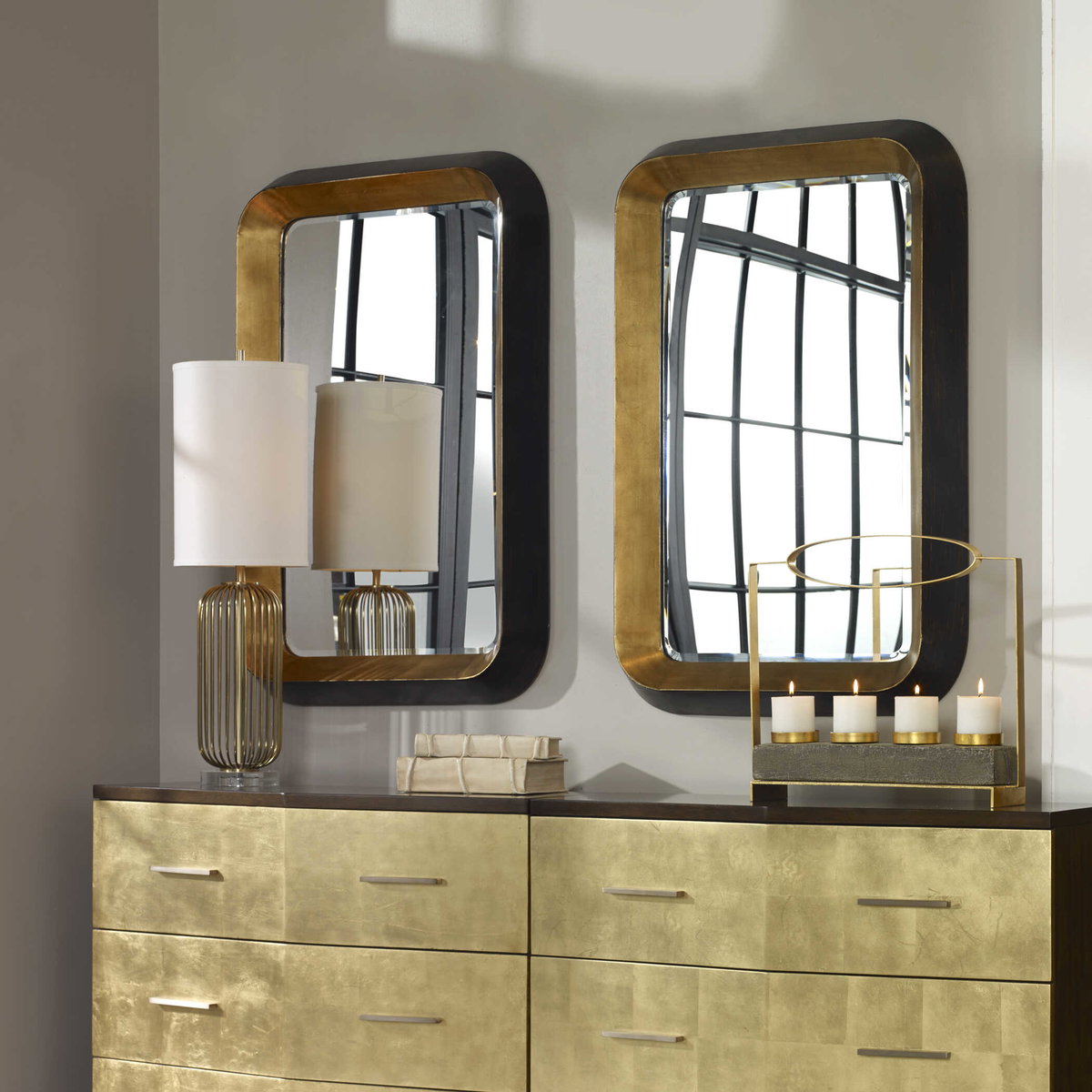 Niva Metallic Gold Wall Mirror, by Uttermost, 28" width x 42.13" height x 4" depth View 5