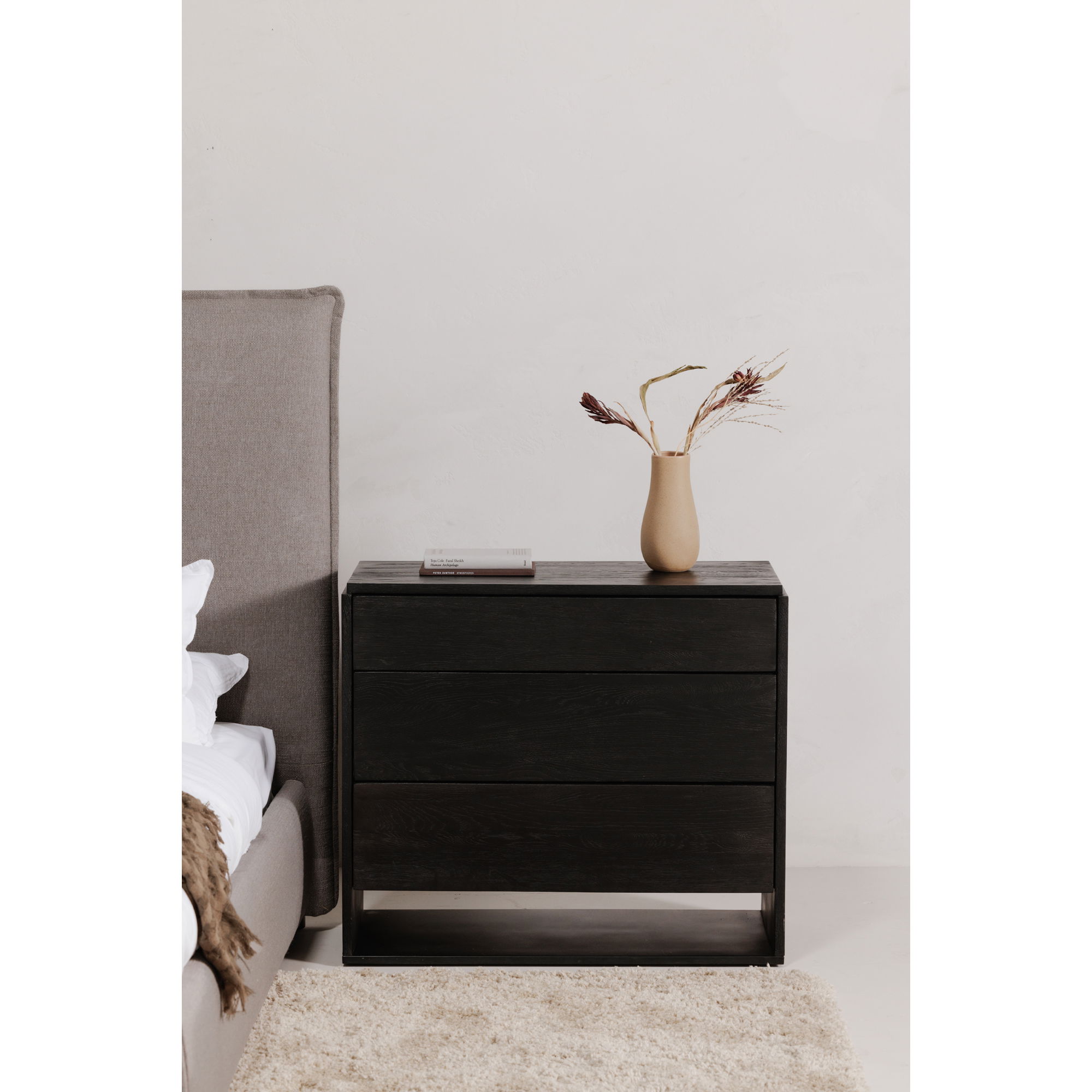 Quinton 3 Drawer Nightstand Black large image 