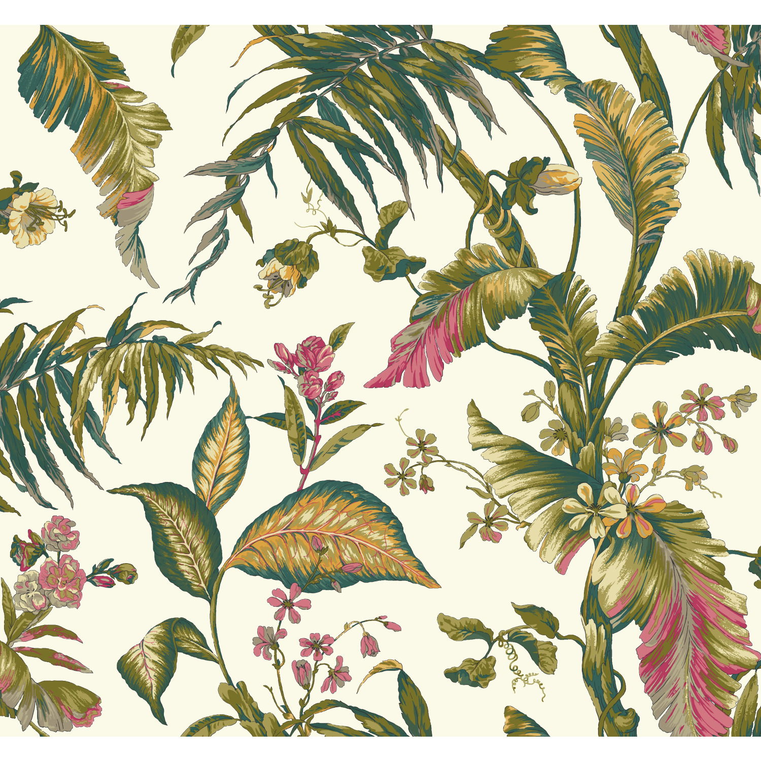 Fiji Garden White & Teal Wallpaper large image 