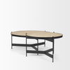 Wade Travertine Marble with Matte Black Metal Coffee Tables, by Mercana, 56" length x 32" width x 13.5" height thumbnail 7