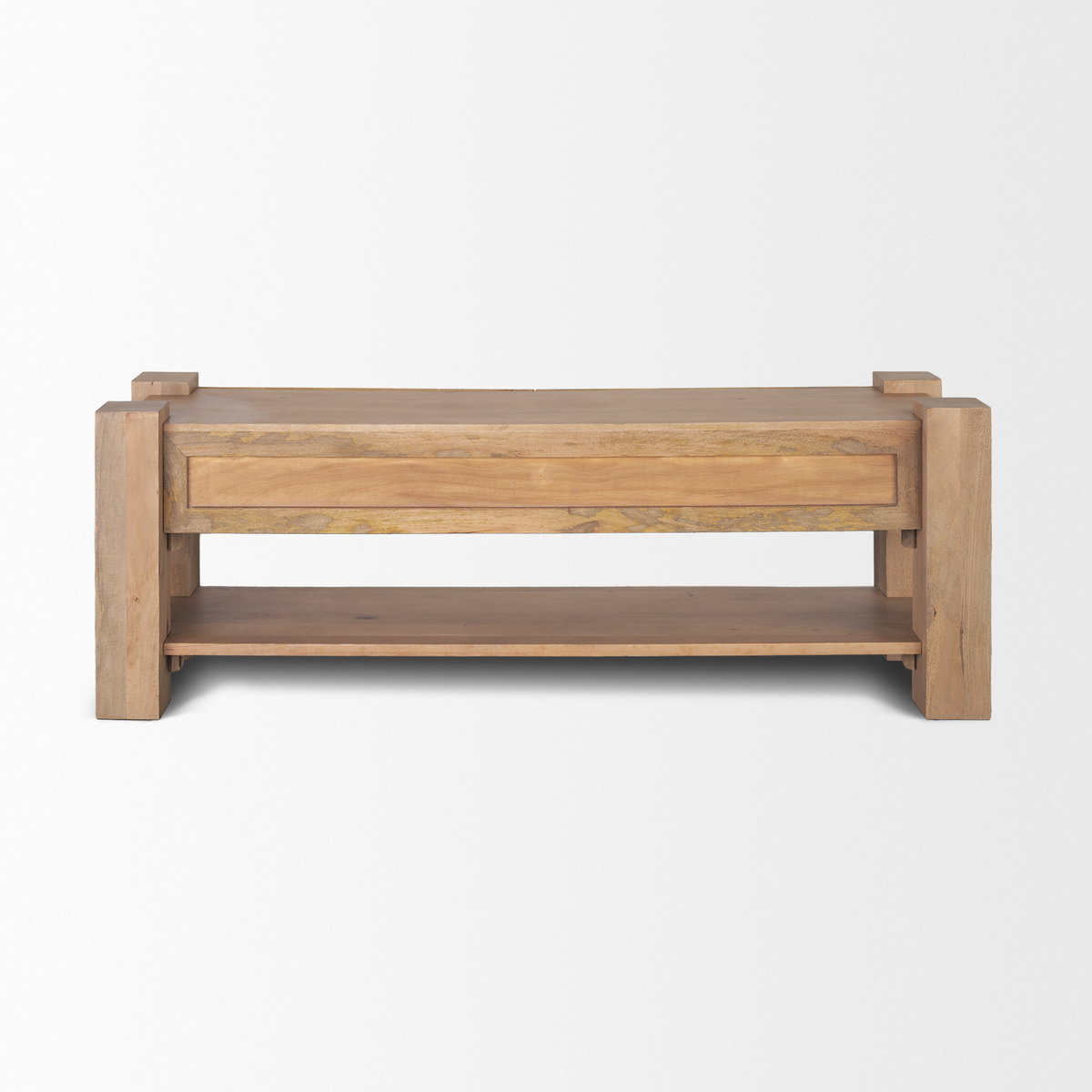 Beth Light Brown Wood Media Console, by Mercana, 70" length x 20" width x 23.75" height View 6
