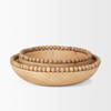 Wendell Light Brown Wood with Wood Bead Round Bowls, Decorative Bowl by Mercana, 12" length x 12" width x 3" height thumbnail 5