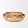 Wendell Light Brown Wood with Wood Bead Round Bowls, Decorative Bowl by Mercana, 12" length x 12" width x 3" height thumbnail 5