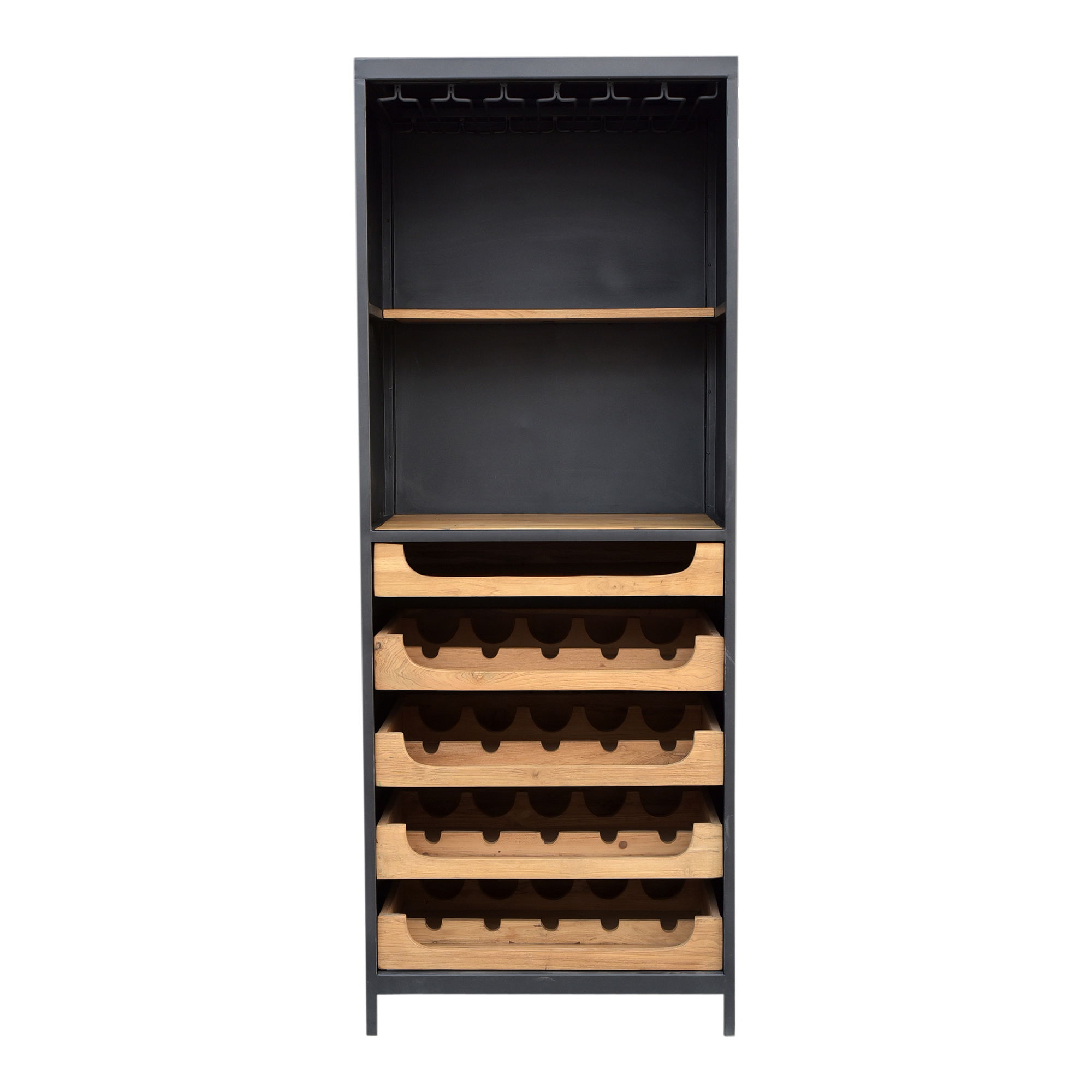 Chefs Teak Wine Bar Natural, Bar Carts & Cabinet by Moe's Home, 26.5" width x 69.5" height x 17.5" depth View 1