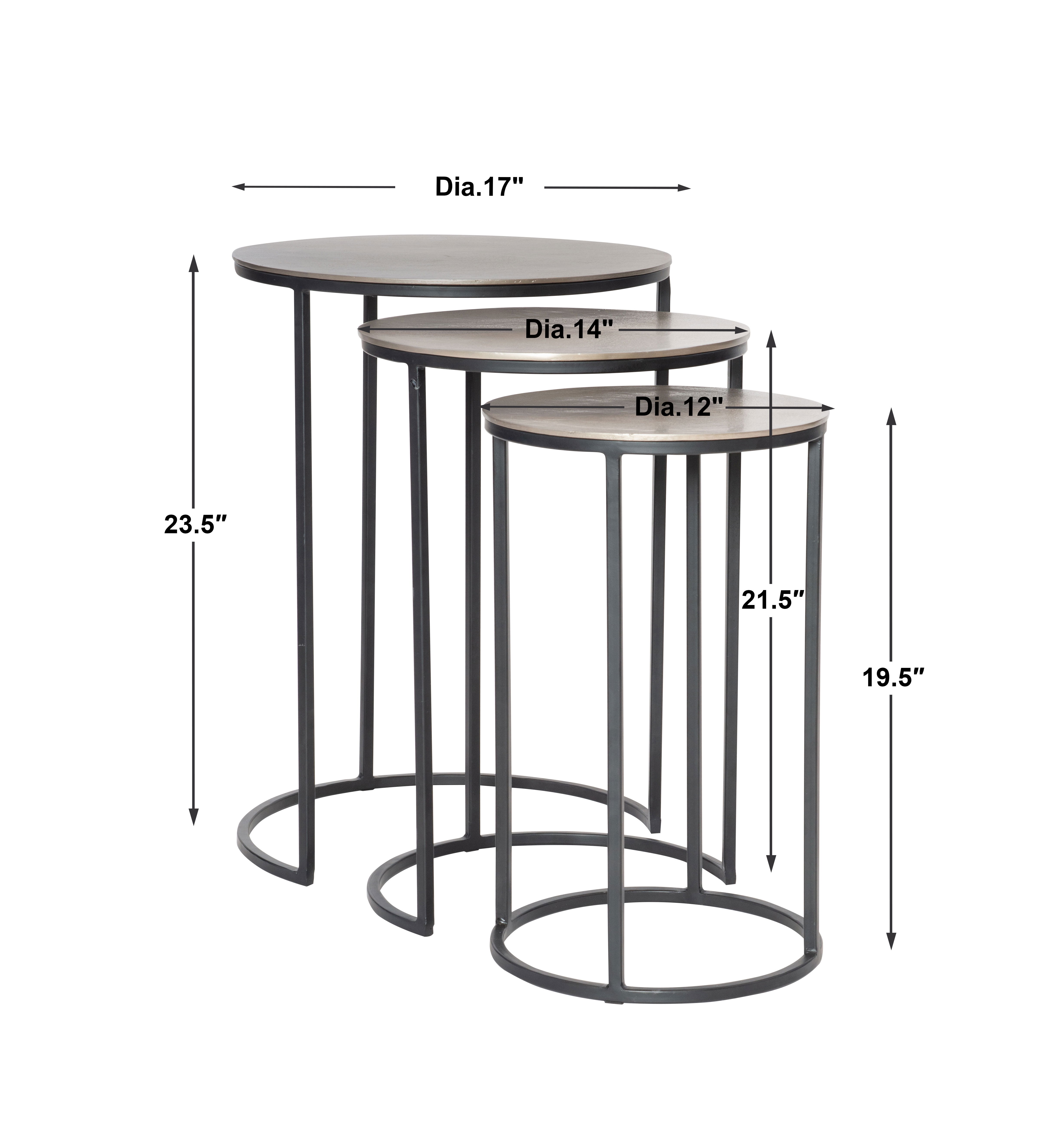 Erik Metal Nesting Tables Set/3, Furniture by Uttermost, 17" width x 23.7" height x 17" depth View 3