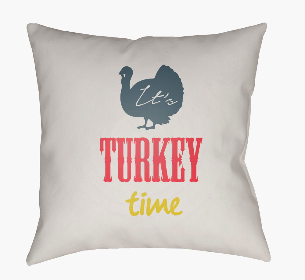 It's Turkey Time Accent Pillow, Decorative Pillow by Surya, 18" length x 18" width
