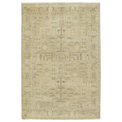 Ginerva Floral Hand Knotted Wool Cream Area Rug