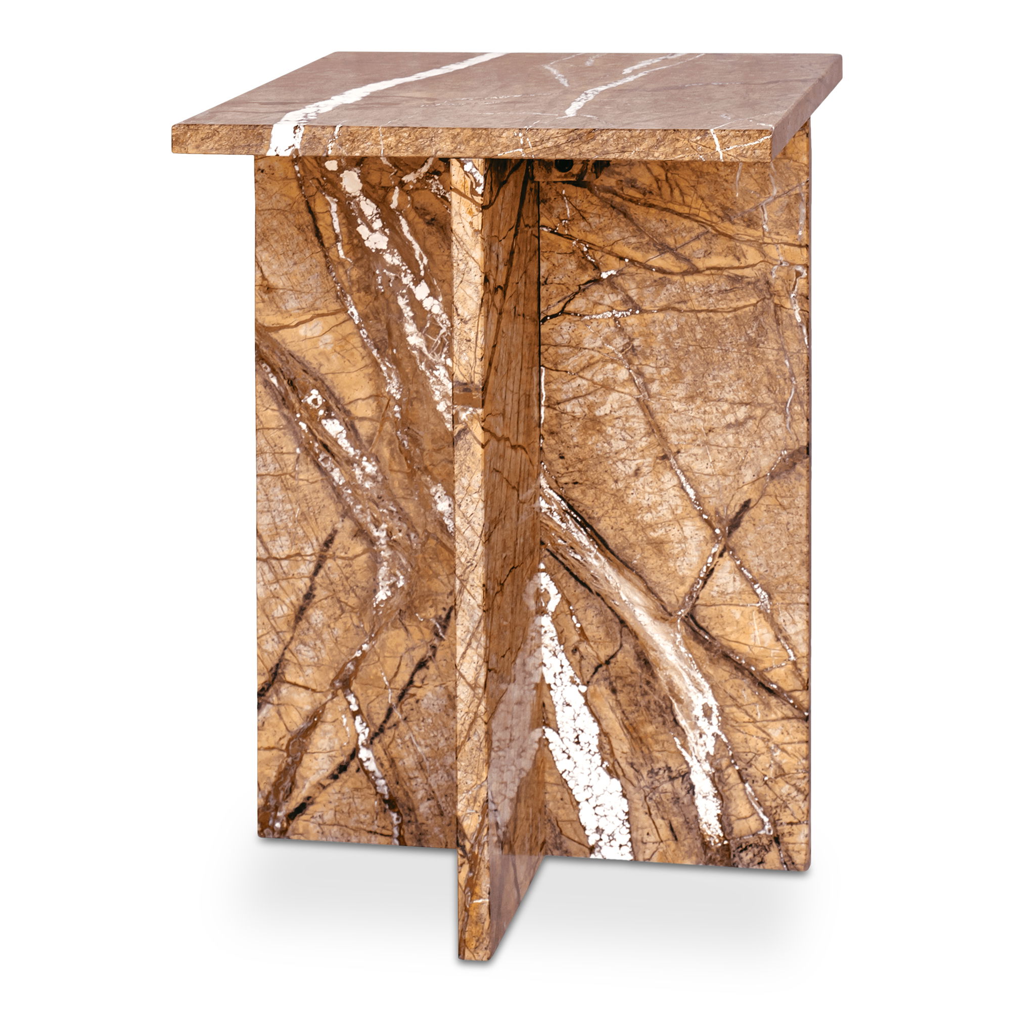 Blair Accent Table Golden Forest Marble, Side & End Table by Moe's Home, 14" width x 20" height x 14" depth View 2