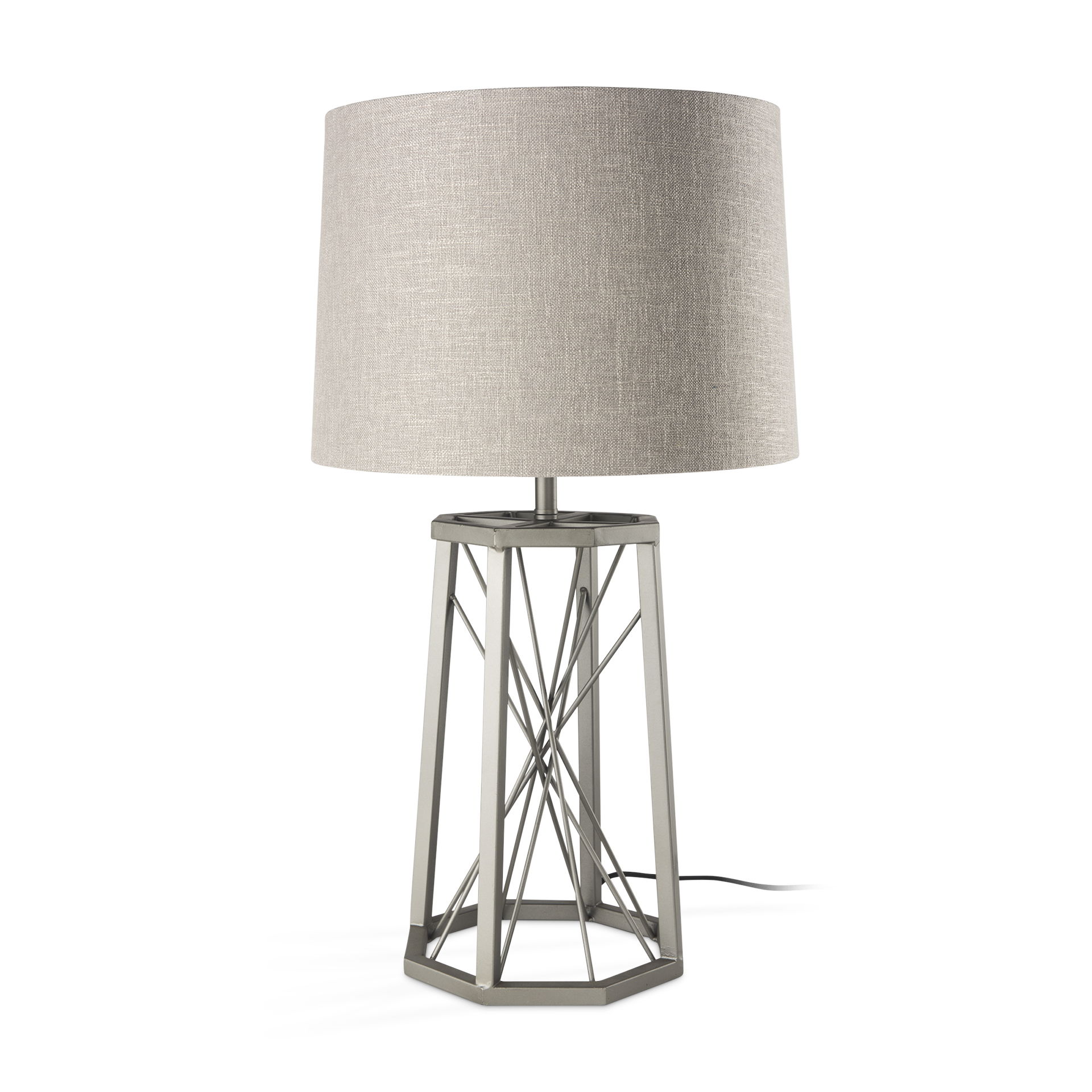 Raen (28.5'H) Gray Metal Octagonal Base with Beige Shade Table Lamp, by Mercana, 16" length x 16" width x 28.5" height View 1