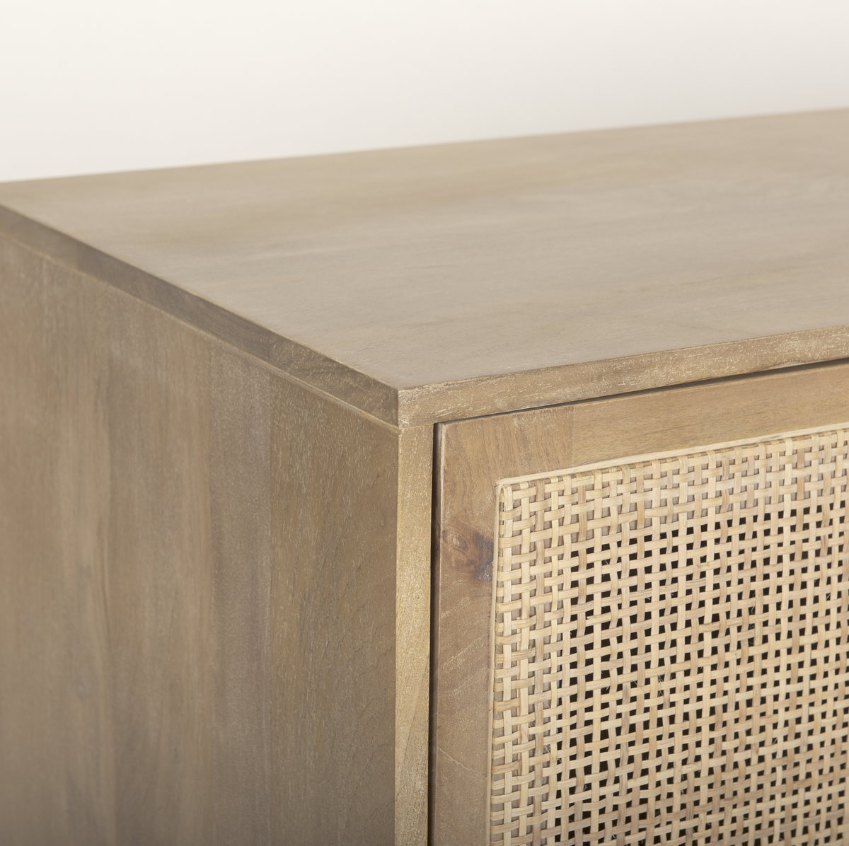 Grier 72' Light Brown Solid Wood with Cane Sideboard, Sideboards & Buffet by Mercana, 72" length x 18.75" width x 31.5" height View 9
