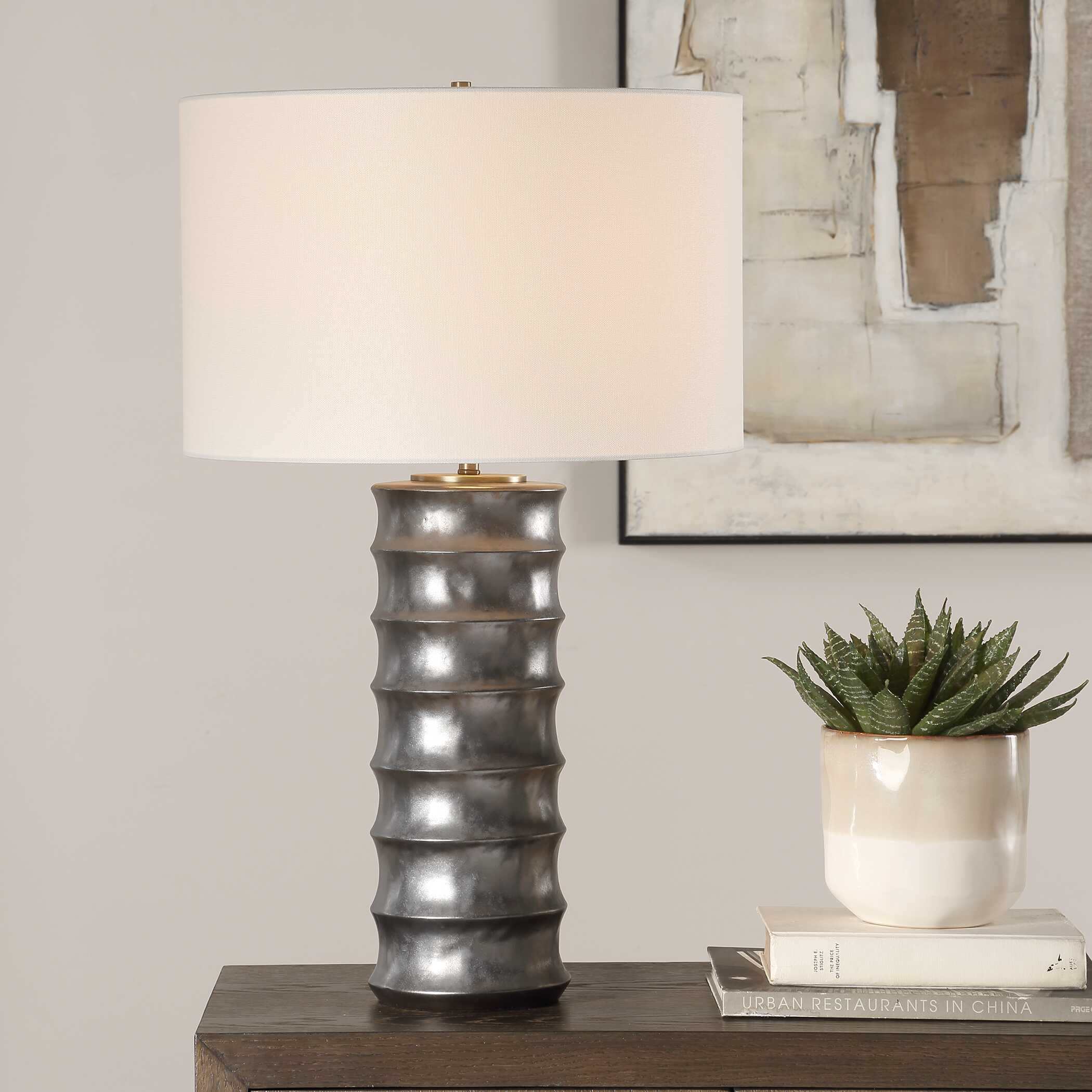 Corvair Scalloped Table Lamp, by Uttermost, 17" width x 28.5" height x 17" depth View 2