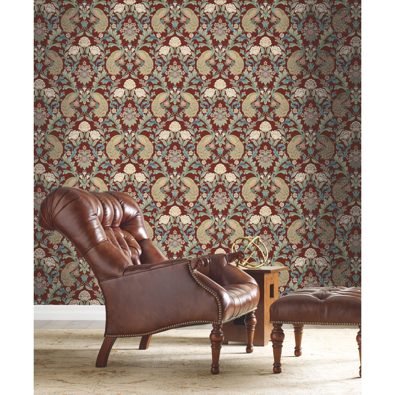 Plume Dynasty Red Metallic Wallpaper large image 