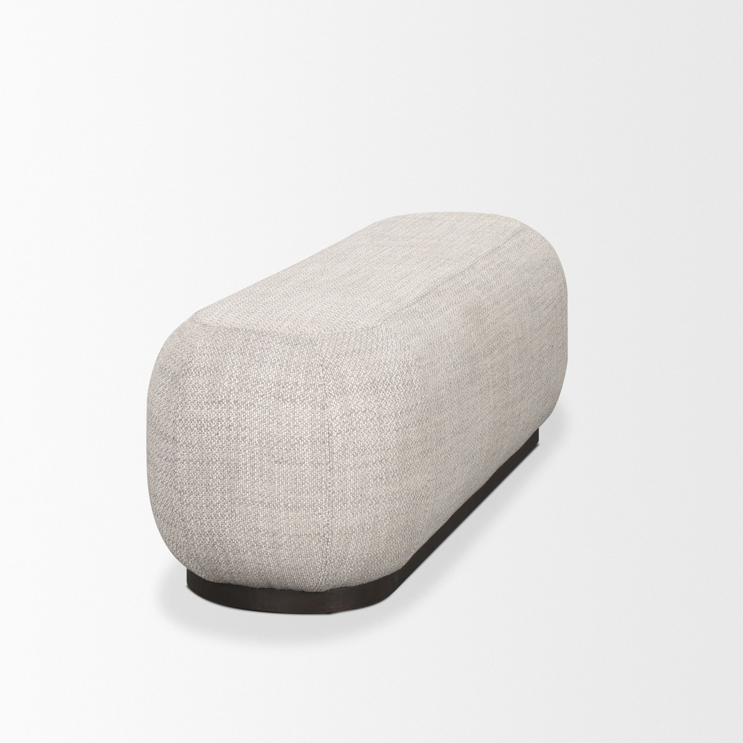 Siren Gray Fabric with Dark Brown Wood Oblong Bench large image 