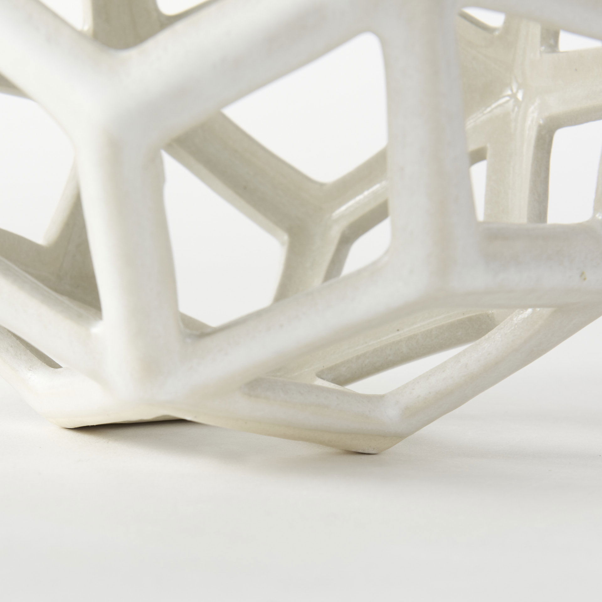 Geom  White Ceramic Geometric  Object, Decorative Object by Mercana, 7.09" length x 7.09" width x 7.09" height View 7