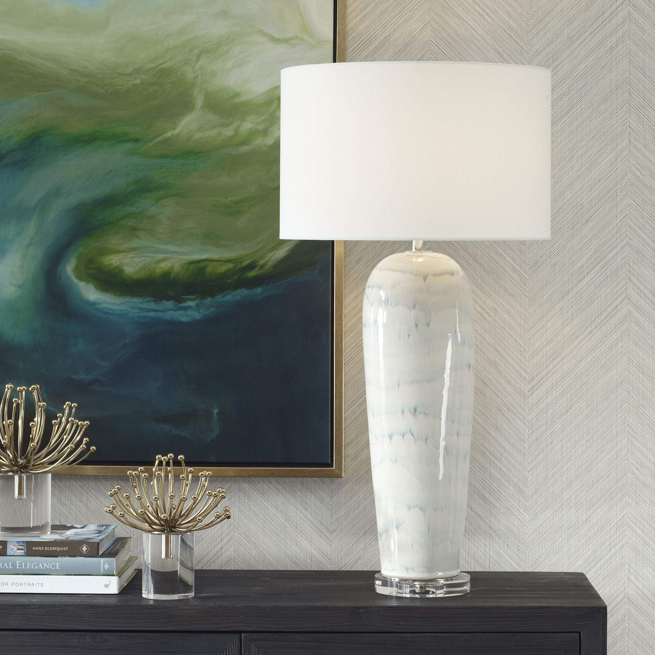 Arden White Glaze Table Lamp large image 