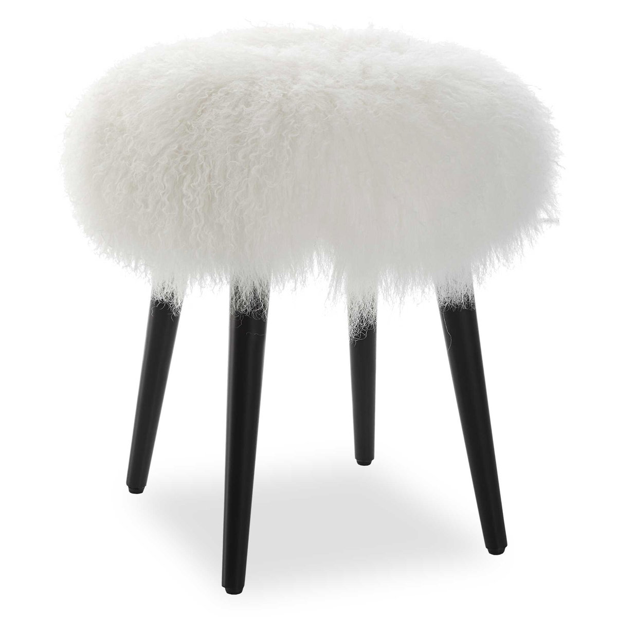 Wooly Sheepskin Accent Stool, Low Stool by Uttermost, 17" width x 18.5" height x 17" depth View 1