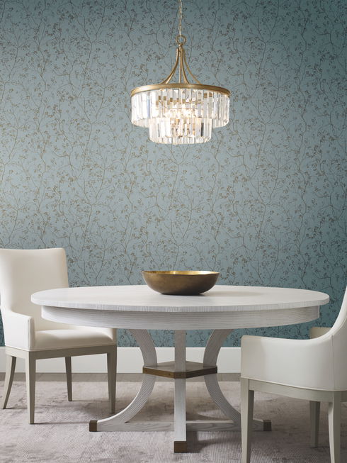 Luminous Branches Blue & Gold Wallpaper